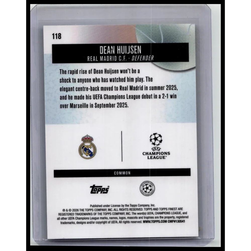 2025-26 Finest UEFA Dean Huijsen #118 Real Madrid CF Oil Spill Refractor